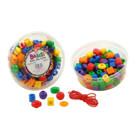 Hygloss® Bucket O' Beads Opaque Assorted Big Beads with Lacing Lanyard | 16 oz | Michaels®